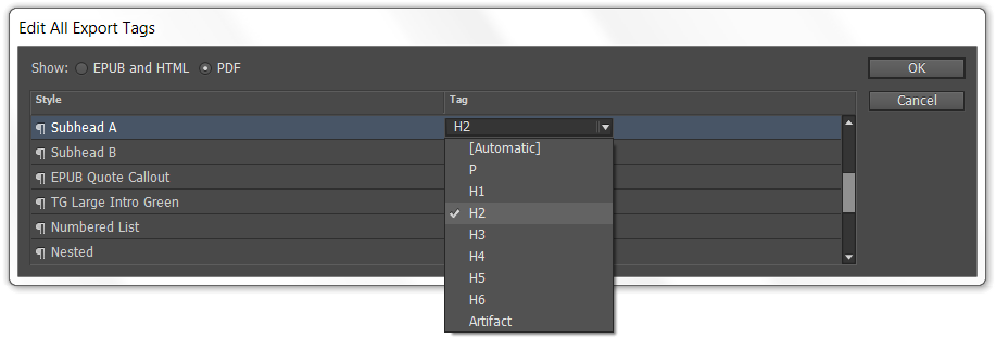Edit all export tags H2 Edit all export tags H2